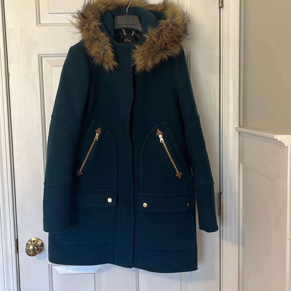 Forest Green J. Crew Italian Stadium Cloth Parka Size 4